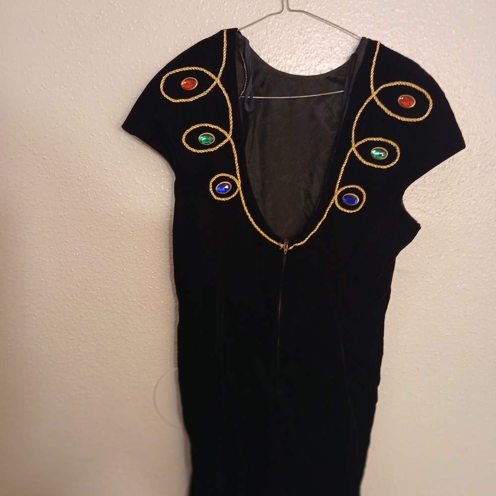 Jessica Howard Black Dress with Gold and Multicolor Accents